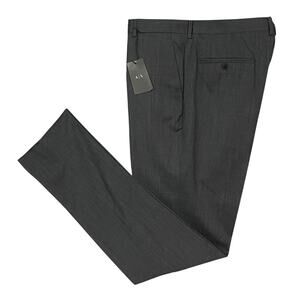 Armani Exchange Dress Pant Men's 40W Flat Front Raw Hem Stretch Wool Gray NEW